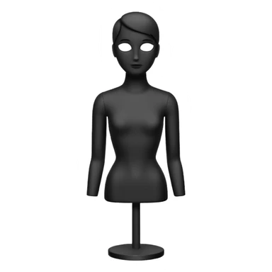 Minimalistic flat vector icon, iOS style, thin black contour on white background. Matte black mannequin in front of in 3D monochrome style. skulpt sticker