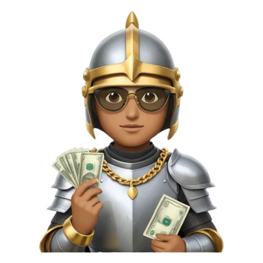 Knight helmet gold chain dark glasses money sticker