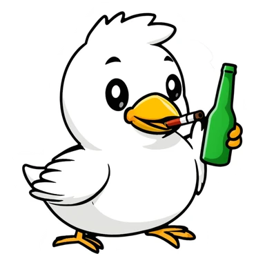 Angry bird whit a cigarette and a beer sticker