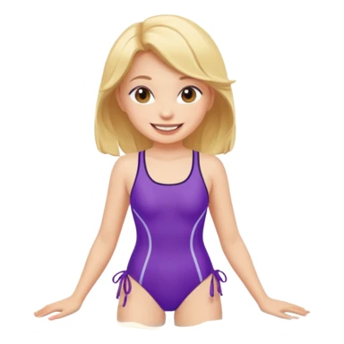 A flat cartoon girl in swimsuit sticker