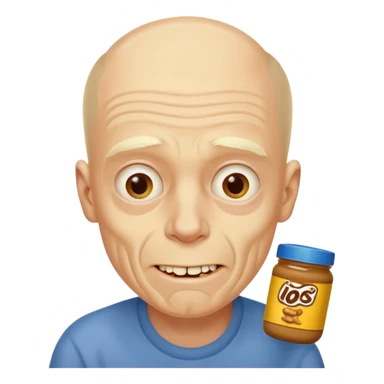 White man, barely any hair, lots and lots of wrinkles, bad yellow teeth, and peanut butter. Cerebral palsy sticker