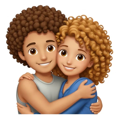 A curly boy hug his girl friend  sticker