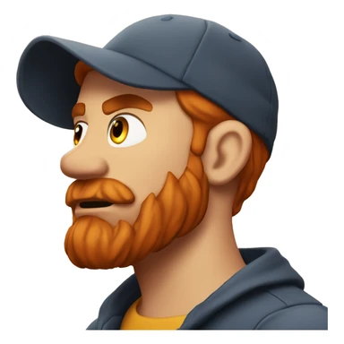 red haired man with beard and an earring, wearing a cap, who looks grumpy and angry, squinting sticker