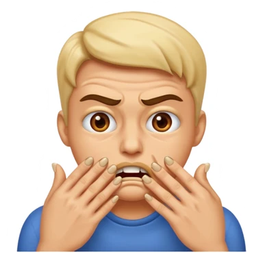 Emoji biting teeths together, while biting his nails. Make itlook afraid. sticker