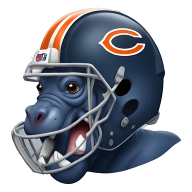 Hippo wearing Chicago bears football helmet  sticker