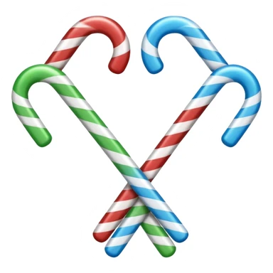 dual candy canes crossed together like swords striped with blue instead of red sticker