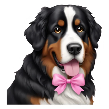 Bernese mountain dog standing with pink bow sticker