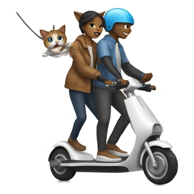 A cat couple throwing Electric Scoocter sticker