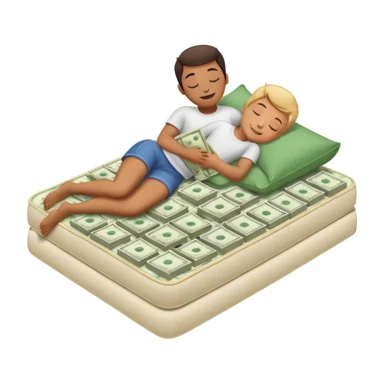 happy person napping on mattress of money sticker