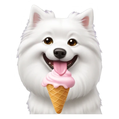 japanese spitz dog eating icecream sticker