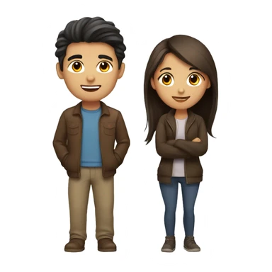 Brown haird asian girl with brunet guy sticker