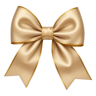 beige bow emoji, with a ribbon sticker