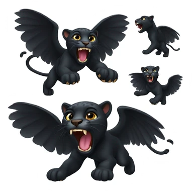 winged black leopard roaring sticker