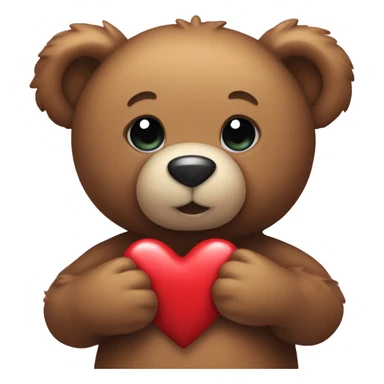 teddy bear holding a heart sticker
