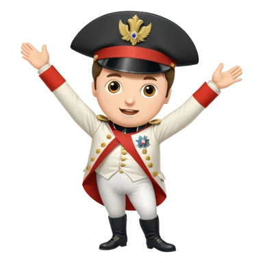 Napoleon Bonaparte in his iconic military uniform and bicorne hat dancing the Macarena dance sticker