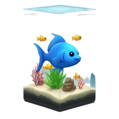 Cube aquarium with small white fish sticker