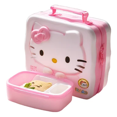 pink white light melody hello kitty sanrio cute lunch box white sticker
