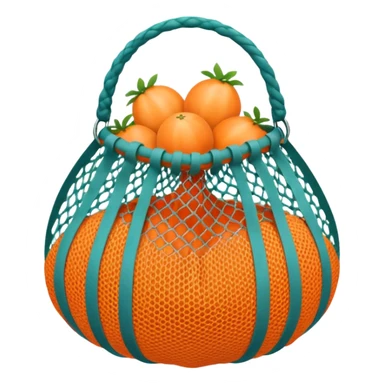 net bag,  mesh storage bag, tote bag, stored with melon it has two knited handles as bag itself sticker