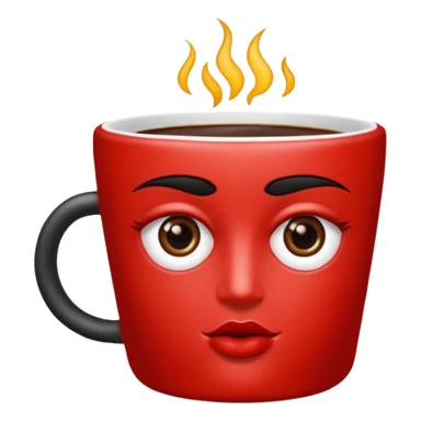 Una figura roja con cabeza cuadrada y cuerpo de rectángulos con cara con dos ojos negros como puntos y cejas preocupadas sin boca y que tenga como una especie de polvo café en la cabeza sticker