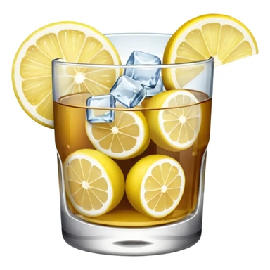 glass of cubata with ice cubes and lemon slice sticker