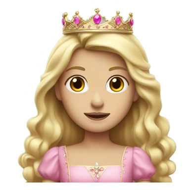Blonde princess with a pink dress a long hair and a white crown  sticker