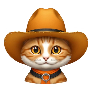 tabby cat with a wide-brimmed cowboy hat sticker