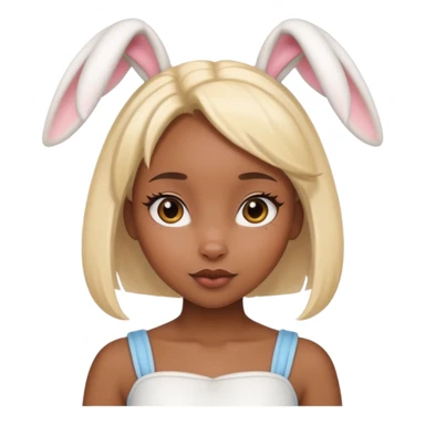 Beautiful Black girl with blonde hair and white bunny ears  sticker