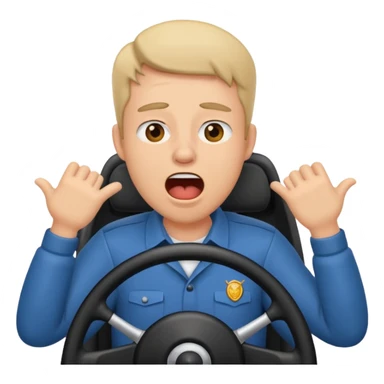 driver with simple face at steering wheel yawning sticker