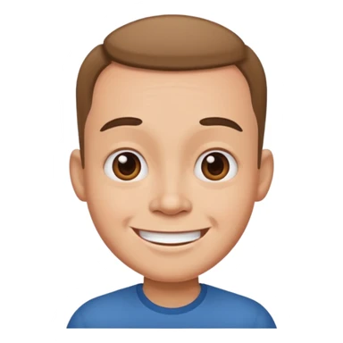 Funny caricature style cartoon, big head, happy face sticker