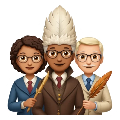 A giant quill and three professors sticker