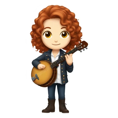 Vivaldi auburn hair chibi standing banjo  sticker