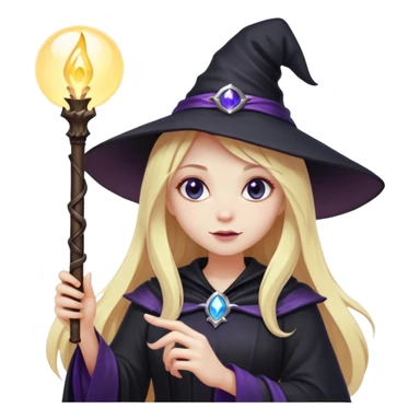 dark witch girl with long blonde hair and magic light stick  sticker