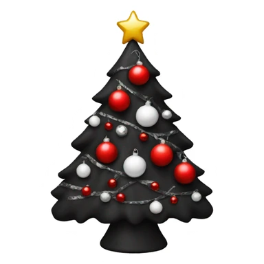 Black Christmas tree with red and white ornaments  sticker