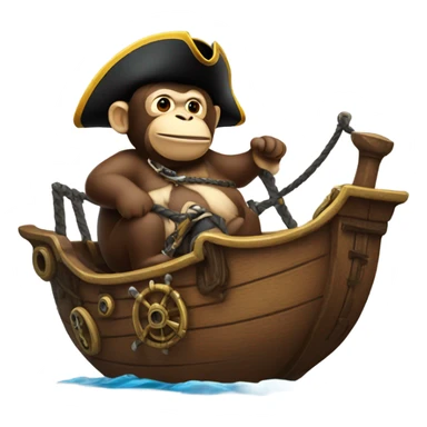 Fat Monkey driving pirate ship  sticker