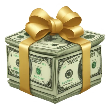 Money wrapped in a bow sticker