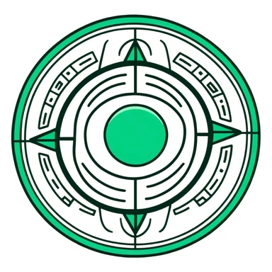 Maya sun symbol - positive news, precise geometric design, ONLY white and deep green colors, no other colors, flat hieroglyphic style, mail theme sticker