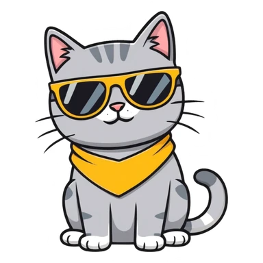All Grey Cat with sunglasses sticker