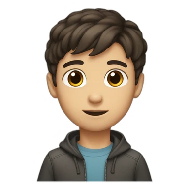 a 14 years boy , with a short dark brown hair , and brown eyes , and light skin sticker