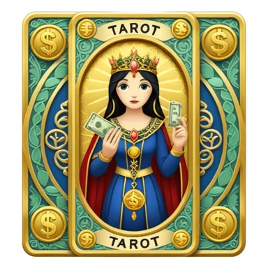Tarot card with money sticker