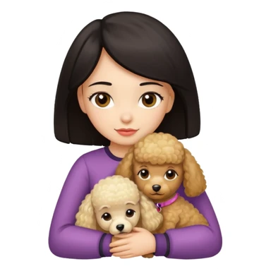 Ludo (ragazza mora capelli lisci) che abbraccia il suo cane leone (un barboncino biondo) sticker