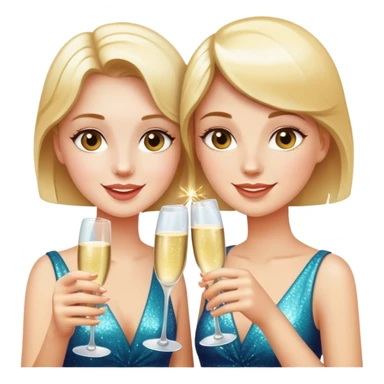Girly aesthetic two Champagne glass clink with sparkle  sticker