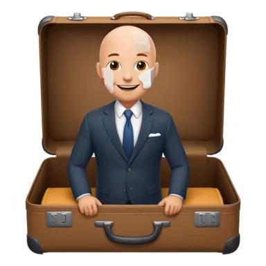 bald man in siutcase emoji sticker
