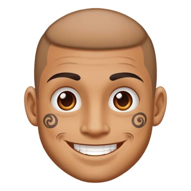 man with small face tattoos, smiling sticker