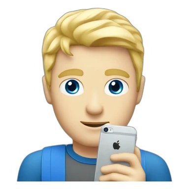 blonde guy tech reviewer with blue eyes holding an iphone 15 sticker