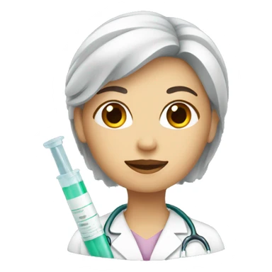 woman doctor with a syringe  sticker