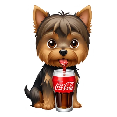 Um cachorro yorki descabelada como o diabo da tasmânia tomando coca cola em uma garrafinha de 200ml sticker