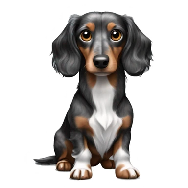 Black, gray, & brown Merle long haired Dachshund full body sticker