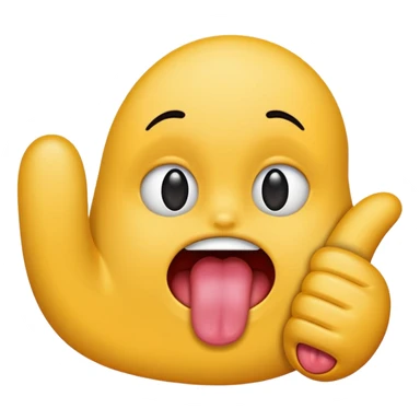 Tongue sticking out between fingers sticker