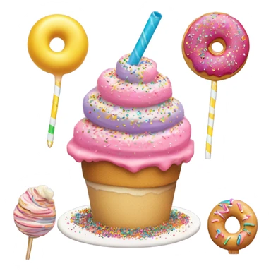 a birthday funfetti cake shake topped with a sprinkle donut hole, sprinkle sugar cookie, and swirl lollipop sticker