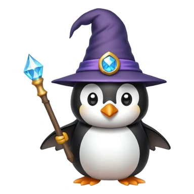 penguin wizard with magic wand and wizard hat sticker